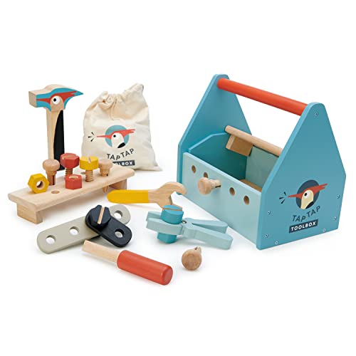 Tender Leaf Toys Werkzeugkoffer (Holzspielzeug, mit abnehmbaren Deckel, mit umfangreichen Zubehör, L x B x H 23 x 15 x 20 cm, Kinderspielzeug) 7508563 von Tender Leaf Toys