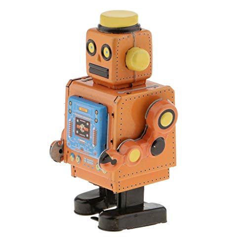 Tenlacum Mechanisches Uhrwerk zum Aufziehen, Vintage, Roboter, Spielzeug, Geschenk, Sammlerstücke, Gelb, 10 cm von Tenlacum