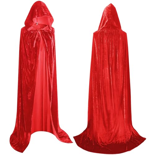 Tenuevo Umhang mit Kapuze, Halloween Schwarzer Cape Vampir Kostüm für Damen Herren Erwachsene und Kinder, Darth Vader Cape Mittelalter Mantel für Halloween Karneval Cosplay von Tenuevo