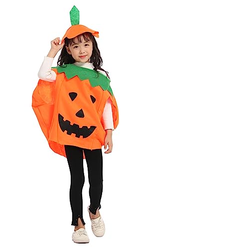 Teogneot Pumpkin Costume, Pumpkin Cape with Hat, 2 Pieces Pumpkin Costume, Halloween Dress Up Party von Teogneot