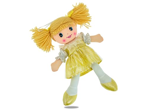 Teorema - Carlotta Stoffpuppe mit Buntem besticktem Kleid, Stoffpuppe mit Wollhaar, Spielzeug für Kinder, Höhe 30 cm von Teorema Giocattoli