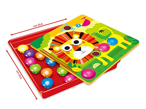 Teorema Giocattoli 67941 Montessori Spiel Kinder mit 12 Bildern 46 Bunte Knöpfe von Teorema Giocattoli