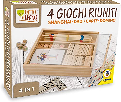 Teorema Satz 40118 – Set von 4 Spiele, Shanghai, Würfel, Karten, Domino von Teorema Giocattoli