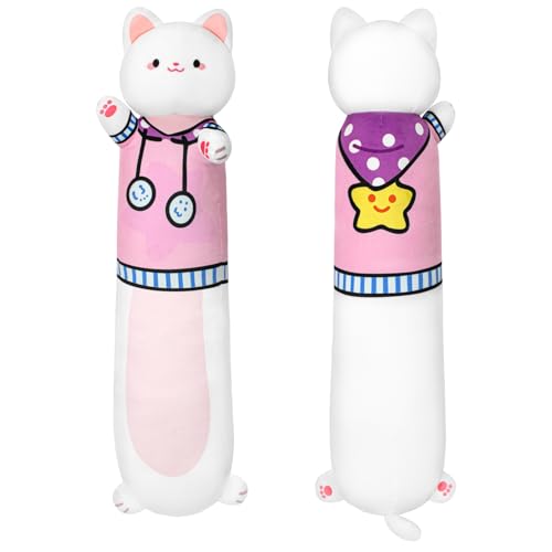 Terbaik 100CM Katze Kuscheltier Stofftier Lange Katzen Kissen Kawaii Katzen Plüsch Rosa Katze Wurfkissen Weiche Katze Stofftier Spielzeug Geschenk über 3 Jahren von Terbaik