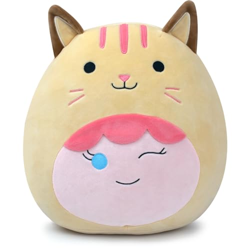 Terbaik 30cm cremefarbenes Katzen-Plüschkissen, süßes Squishy-Stofftier-Spielzeug, Wurfkissen, Dekoration, Kawaii-Plüschtiere, Geschenke für Mädchen und Jungen von Terbaik