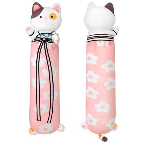 Terbaik 85CM Plüschtier Stofftiere Sakura Katze Lange Wurfkissen Kuscheltier Kawaii Katzen Plüsch Kissen Weiche Katze Stofftier Spielzeug Geschenk über 3 Jahren von Terbaik