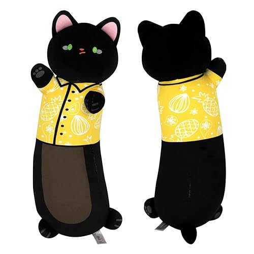 Terbaik 50CM Katze Kuscheltier Stofftier Lange Katzen Kissen Kawaii Katzen Plüsch Schwarz Katze Wurfkissen Weiche Katze Stofftier Spielzeug Geschenk über 3 Jahren von Terbaik