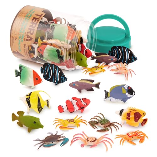 Terra 60-teilig Tierfiguren Sammlung Fische und Meerestiere Spielzeug Set – Clownfisch, Blauer Doktorfisch, Krabben und mehr – Spielzeug ab 3 Jahren Terra 60-teilig Tierfiguren Sammlung Fische und Meerestiere Spielzeug Set – Clownfisch, Blauer Doktorfisch, Krabben und mehr – Spielzeug ab 3 Jahren von Terra by Battat