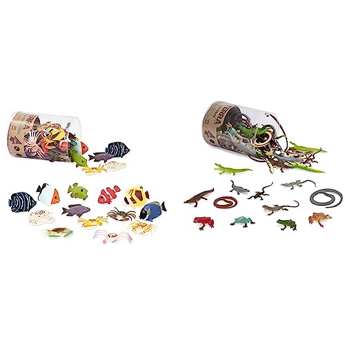 Terra 60-teilig Tierfiguren Sammlung Fische und Meerestiere Spielzeug Set & Tierfiguren Sammlung Reptilien und Amphibien Spielzeug Set von Terra by Battat