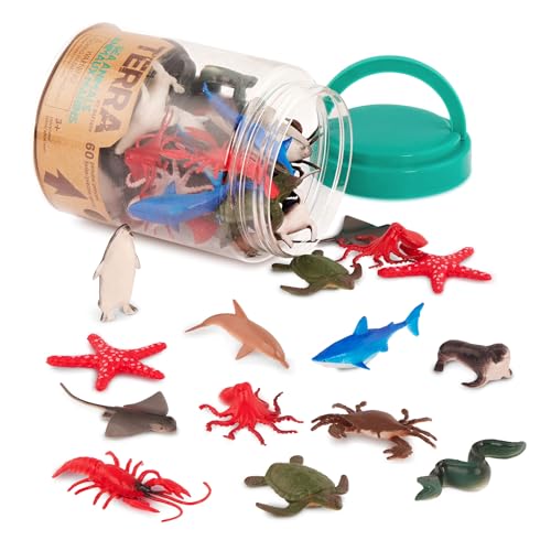 Terra 60-teilig Tierfiguren Sammlung Meerestiere Spielzeug Set – Hai, Schildkröte, Tintenfisch, Krabbe, Pinguin, Delphin und mehr – Spielzeug ab 3 Jahren, 2" Terra 60-teilig Tierfiguren Sammlung Meerestiere Spielzeug Set – Hai, Schildkröte, Tintenfisch, Krabbe, Pinguin, Delphin und mehr – Spielzeug ab 3 Jahren, 2" von Terra by Battat