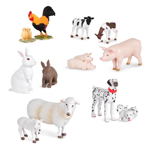 Terra Bauernhoftiere und Babys Figuren – Schafe, Hunde, Kälber, Hasen und mehr – Realistische Tierfiguren Set, Kinder Bauernhof Spielzeug ab 3 Jahre von Terra by Battat