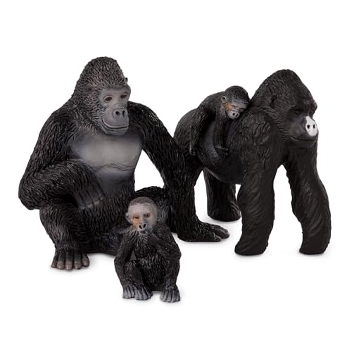 Terra Gorilla Familie Tiere Figuren – 2 große Gorillas und 2 Babys – Tierfiguren Spielzeug für Kinder ab 3 Jahren (4 Teile) von Battat