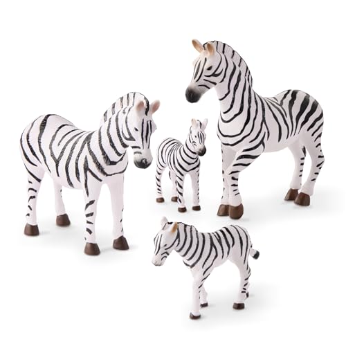 Terra Zebra Familie Tiere Figuren – 2 große Zebras und 2 Fohlen – Tierfiguren Spielzeug für Kinder ab 3 Jahren (4 Teile) von Terra by Battat