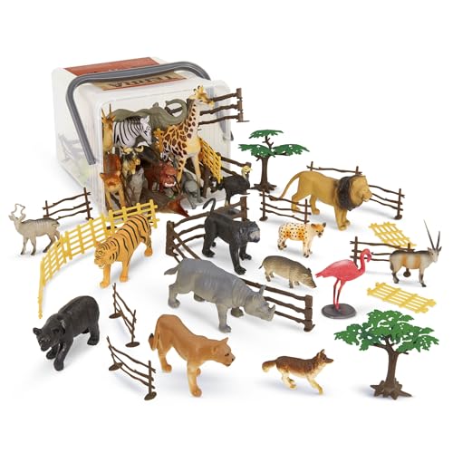 Terra by Battat AN2770Z Terra 60-teilig Tierfiguren Sammlung Dschungeltiere, Safari Spielzeug Set – Tiger, Lowe, Giraffe, Zebra, Elefant und mehr – Spielzeug ab 3 Jahren von Terra by Battat