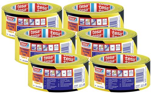 Tesa 4169 04169-00063-94 Bodenmarkierungsband Schwarz/Gelb (L x B) 33m x 50mm 6St. von Tesa