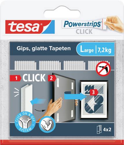 Tesa Powerstrips CLICK Large 4x 2 Stück (L x B) 85mm x 20mm Inhalt: 4 Paar von Tesa