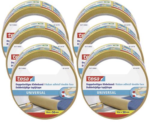 Tesa UNIVERSAL 56171 Doppelseitiges Klebeband (L x B) 10m x 50mm 6St. von Tesa