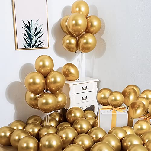 Goldene Luftballons, Ballons Gold, 50 Stück Gold Metallic Ballons 5 Zoll Golden Chrom Luftballons mit Bändern für Geburtstag Hochzeit Abschluss Party Dekoration (Gold) von Teselife