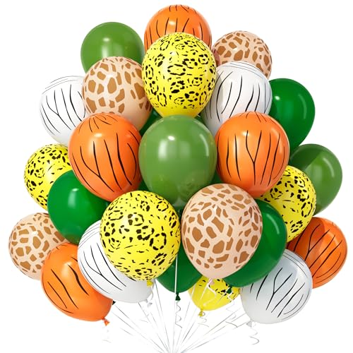 Teselife Dschungel Luftballons, 30Stück 12 Zoll Salbeigrün Dunkelgrün Leopardenmuster Zebradruck Hirschmuster Tigerstreifen Ballons Junge Kinder Geburtstag Hochzeit Verlobung Safari Tier Party Dekora von Teselife