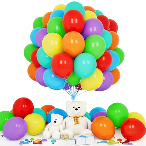 Teselife Luftballons Bunt, 50 Stück 12 Zoll Matt Regenbogen Rot Orange Gelb Grün Himmelblau Teal Blau Lila Ballons Girlande Mädchen Junge Kinder Geburtstag Hochzeit Jahrestag Baby Shower Party Deko von Teselife