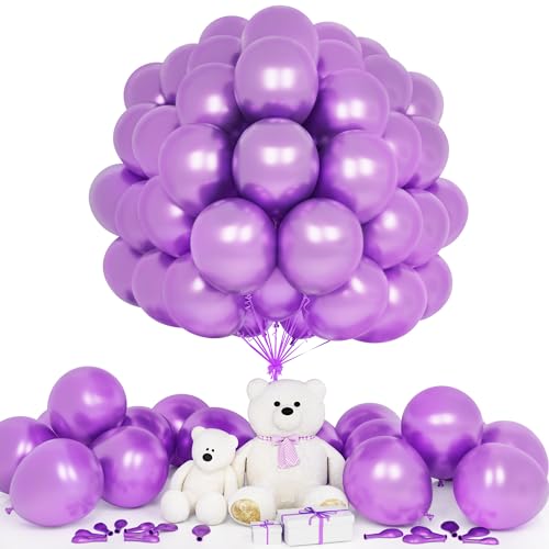 Teselife Luftballons Metallic Lila, 50 Stück 12 Zoll Glänzende Chrom Violett Ballons Girlande Männer Frauen Geburtstag Hochzeit Jahrestag Valentinstag Abschlussfeier Verlobung Bachelor Party von Teselife