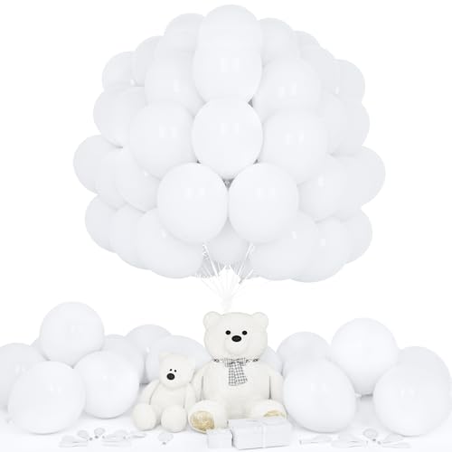 Teselife Luftballons Weiß, 50 Stück 12 Zoll Matt Weiß Ballons Girlande Männer Frauen Kinder Geburtstag Hochzeit Jahrestag Verlobung Valentinstag Baby Shower Jubiläum Abschlussfeier Party Dekorationen von Teselife