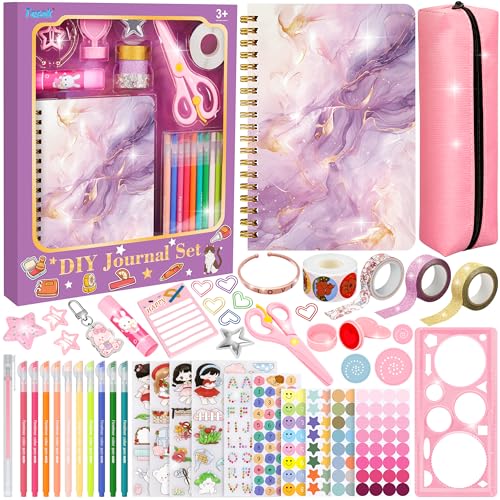 DIY Journal Set für Kinder Scrapbook & Diary Supplies Set mit A5 Notizbuch DIY Scrapbook Schreibwaren Kit Geschenk für Tweens Teens 6 7 8 9 10 11 12 Jahre alte Mädchen von Tesok