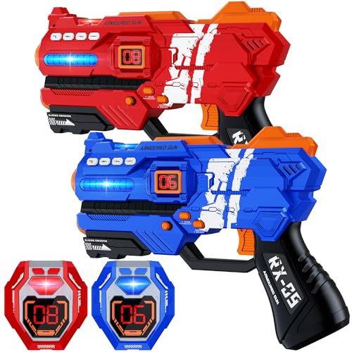 Lasertag Guns Set für Kinder, 2 Set mit Westen 2 Spieler LaserTag-Blaster Spielzeug Kinder Indoor Outdoor Gruppe Aktivität Spielzeug Geschenk 6 7 8 9 10 11 12+ Jungen Mädchen von Tesok