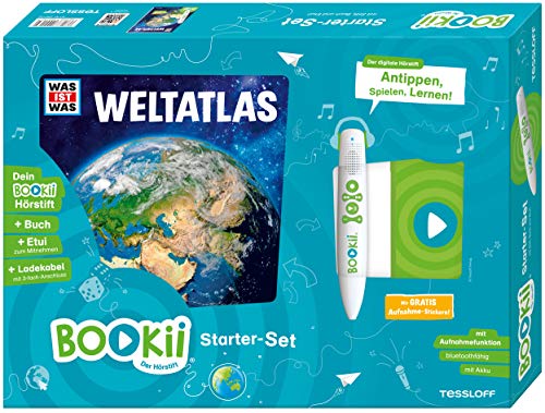 BOOKii Starter-Set WAS IST WAS Weltatlas Hörstift mit Aufnahmefunktion Buch Weltatlas von Tessloff