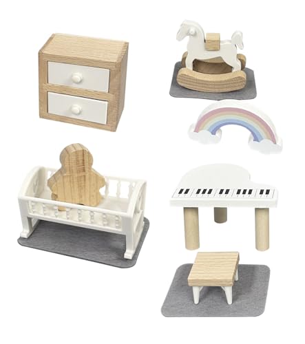 10 Stück Miniatur Puppenhaus Klavier Hocker Simulative Piano Modell Babybett Dekoration Holzmöbel Zubehör Mini Ornament Haus Möbel Set Deko,einschließlich Kabinett,Wiege,Schaukelpferd,Stuhl,Regenbogen 10 Stück Miniatur Puppenhaus Klavier Hocker Simulative Piano Modell Babybett Dekoration Holzmöbel Zubehör Mini Ornament Haus Möbel Set Deko,einschließlich Kabinett,Wiege,Schaukelpferd,Stuhl,Regenbogen von Tesyeux
