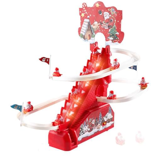 Automatisches Treppensteigspielzeug, Weihnachtsmann-Kletterbahn-Spielzeug - Achterbahn-Spielset | Musikalisches Achterbahn-Spielset, elektrisches Schienen-Rutsche-Treppen-Untersetzer-Spielzeug, Rutsch von Tewzafiya