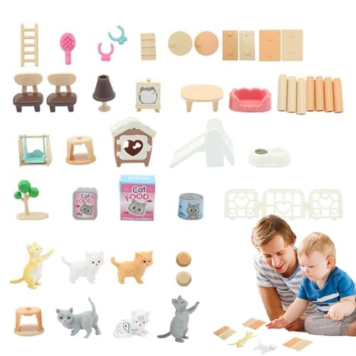 Katzenspielzeug für Kinder, Spielzeug für kleine Haustiere - Haustier-Rollenspielzeug-Spielsets,Katzenspielzeug für Kinder, Zoohandlungsspielzeug, Spielset mit kleinen Tieren für und Mädchen, Geburtst von Tewzafiya