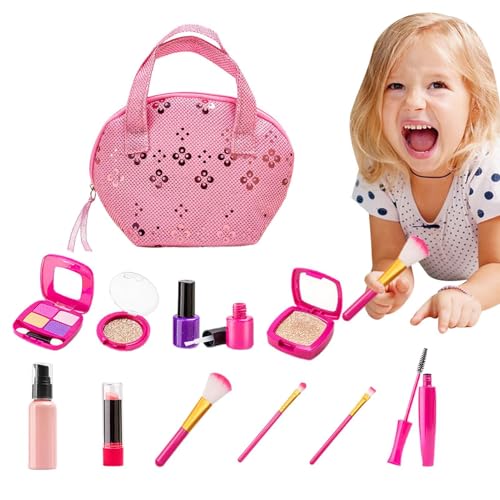 Kinder-Make-up-Set für Mädchen, Kinder-Make-up-Set - Pretend Cosmetic Mädchen-Spielset | Tragbares Kinder-Make-up-Set für Kinder, Kleinkinder, Familie und Freunde von Tewzafiya