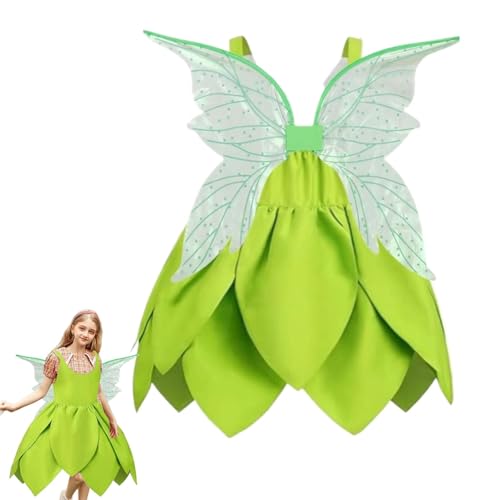 Kinder-Prinzessin-Kostüm-Set, Mädchen-Prinzessin-Kostüme mit Flügel | Prinzessin Fee Kinderkostüm-Set | Mädchen-Prinzessin mit Blumenringen, Halloween-Kostüm für Mottopartys, Schultänze, Halloween-Par von Tewzafiya