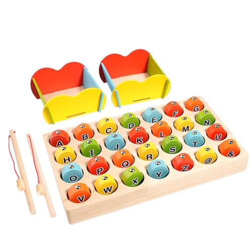 Magnetisches Fischereispiel, Kinder angeln Stangen Spielzeug,Lustige interaktive Alphabet -Fisch -Fangspielzeug - Alphabet-Farbsortierpuzzle, Vorschulbuchstaben Kognition für im Alter von 3 bis 6 Kind von Tewzafiya