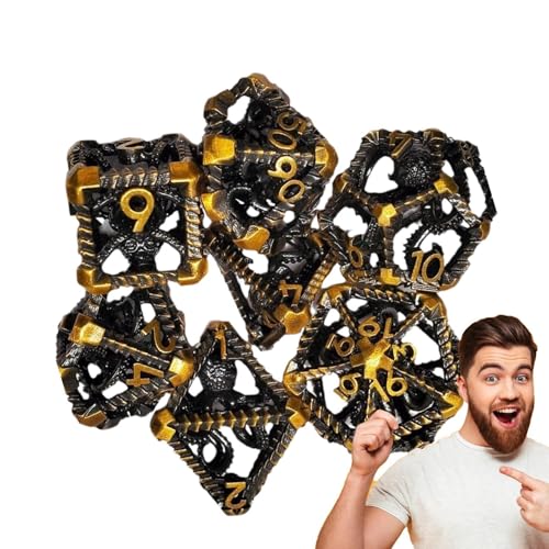 Metal Hohlwürfel Set, Cool Dice Set - Steampunk Polyedral Dice Games Set - Unique Metal Family Night Brettspiel RPG -Accessoires für Zuhause, Wohnheim, Schule von Tewzafiya