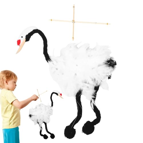 Puppenspiel auf Saiten, Crane Marionette Puppet | Handgefertigte weiche Pull Strings Crane Marionette Puppet,Craft Dolls Interactive Spaß für Kinder Kinder Geburtstag und Urlaub von Tewzafiya