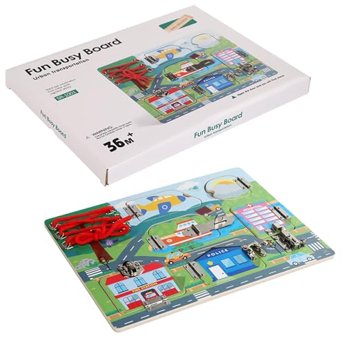 Sensorisches Brettspielzeug, Kleinkinder-Sensorbrett - Stadttransport-Puzzlespiel mit Schlössern | Spielzeug zum Erlernen der Feinmotorik, Lernaktivität zur Entwicklung eines sensorischen Boards für u von Tewzafiya