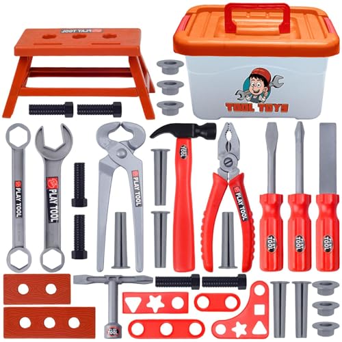 Spielzeug Werkzeug Set | Bauarbeiter Werkzeugset Für - 39-Teilig Lernspielzeug Für Kindergarten Garten Spielplatz Vorschule Haus Spielzeug Werkzeug Set | Bauarbeiter Werkzeugset Für - 39-Teilig Lernspielzeug Für Kindergarten Garten Spielplatz Vorschule Haus von Tewzafiya