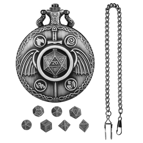 Taschenuhr Muschelgehäuse,Vintage Würfel Taschenuhr, Lustiger Steampunk-Stil, Retro-Würfelset für Spieleabende, Versammlungen und Sammler von Tewzafiya