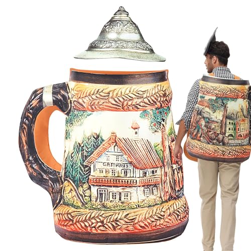 Tewzafiya Bierkostüme Für Erwachsene, Damen Bierkrug Kostüm, Spaßiger Overall für Oktoberfest Erwachsene Kinder Mädchen Cosplay Partys Tewzafiya Bierkostüme Für Erwachsene, Damen Bierkrug Kostüm, Spaßiger Overall für Oktoberfest Erwachsene Kinder Mädchen Cosplay Partys von Tewzafiya