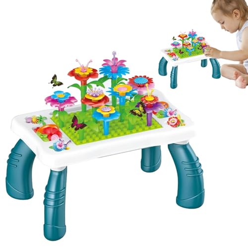 Tewzafiya Blumen-Bausatz, Blumen-Baustein-Bausatz,Blumenstrauß-Baustein-Set | Stapelspiel für Kleinkinder, Spielset zum Bauen eines Blumengartens für Kleinkinder von Tewzafiya