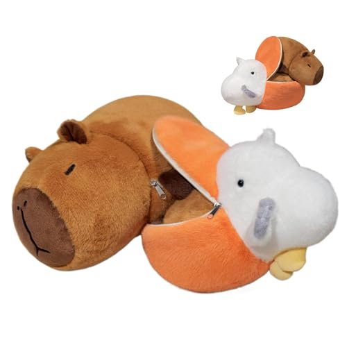 Tewzafiya Capybara Plüschtier 25/30CM Pelican-Wendekissen Kinder Süße Kuscheltiere Capybara Stofftier Wasserschwein Kuscheltier Capybara Plush Toy Weiches Tier Umarmungskissen Plüschpuppe Für Kinder von Tewzafiya