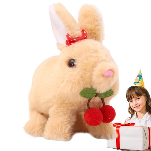 Tewzafiya Elektronischer Plüschhasen, Plüsch -Hasenspielzeug - Elektrische Kaninchenpuppe Gehen Plüschspielzeug mit Tönen - Realistische weiche Puppe, Interactive Bunny Toy, Osterkorb Stuffers von Tewzafiya