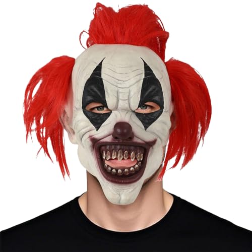 Tewzafiya Gruselige Clown Kopfhaube | Roter Clown Perücke Gesichtsverkleidung,Hüte & Mützen Für Event Party Karneval Familienfeiern Streiche Kostümparty Zirkus Tewzafiya Gruselige Clown Kopfhaube | Roter Clown Perücke Gesichtsverkleidung,Hüte & Mützen Für Event Party Karneval Familienfeiern Streiche Kostümparty Zirkus von Tewzafiya