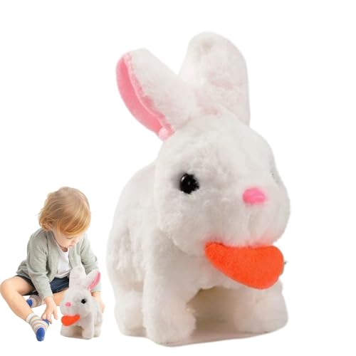 Tewzafiya Interaktiver elektronischer Hasenplüschspielzeug, Walking Wiggle Bunny Toys,Cartoon Moving Educational Plush Toy | Entzückende -Puppe, sprechende Tierpuppe für, Mädchen von Tewzafiya