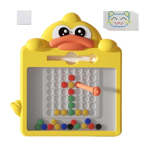 Tewzafiya Kinder-Magnettafel, Magnetische Punkttafel - Magnetisches Perlenbrett mit Cartoon-Ente - Reisespielzeug, pädagogisches Magnetstift-Zeichenbrett für, Kinder, Mädchen von Tewzafiya