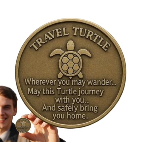 Tewzafiya Münze Für Sammler - Schildkröten Taschenanhänger Münze - Beidseitig Graviertes Segen Gedicht Metall Andenken Für Abschlussfeiern Jubiläen Reisende Tewzafiya Münze Für Sammler - Schildkröten Taschenanhänger Münze - Beidseitig Graviertes Segen Gedicht Metall Andenken Für Abschlussfeiern Jubiläen Reisende von Tewzafiya