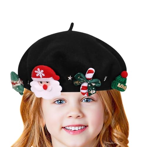 Tewzafiya Weihnachtsmützen für Kinder,Weihnachtsmütze für Damen | Warme Baskenmütze - Französische Baskenmütze für Damen, Wintermütze, Künstler- und Malermütze für Kinder, Erwachsene, Wollmütze von Tewzafiya