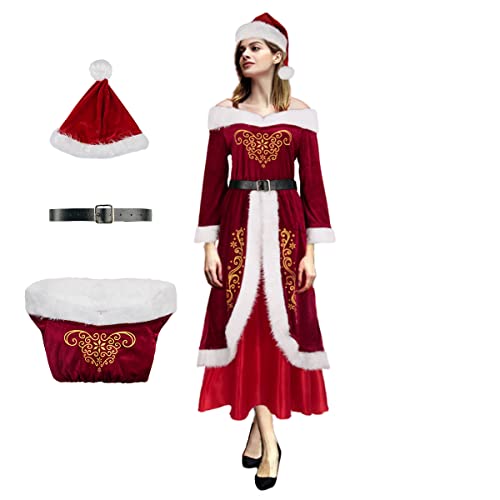 Damen Deluxe Kostüm Mrs. Claus Kleidung Cosplay Anzug für Weihnachten (YMX2022041, S) von Teyujosem